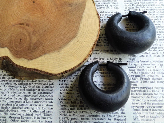 Large Black Wood Earrings Womens