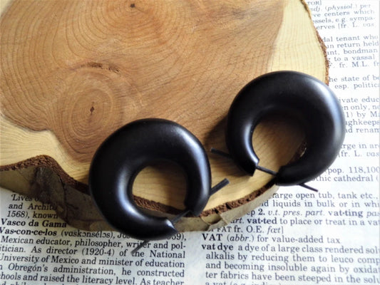 Black Wooden Hoop Earrings