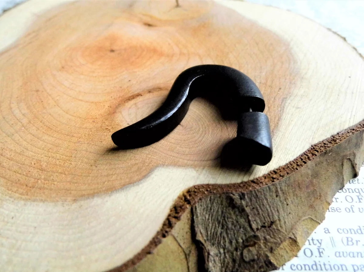 Black Fish Hook Faux Gauge Wood Earring