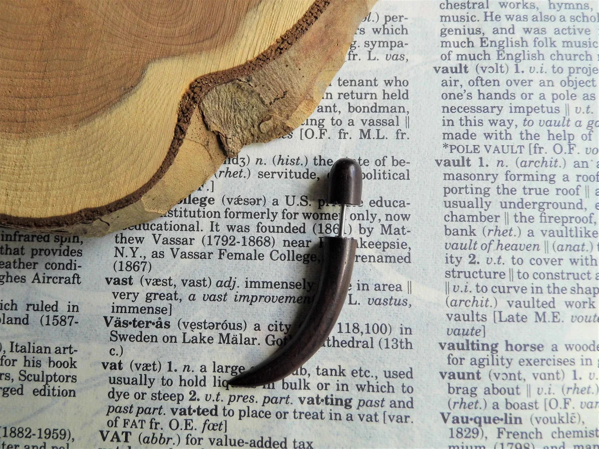 Brown Wooden Faux Gauge Plug Wood Earring