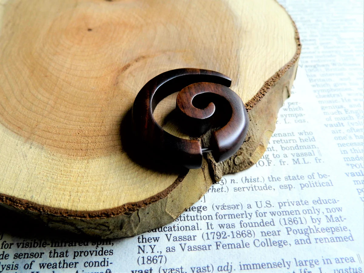 Wooden Spiral Earring Single