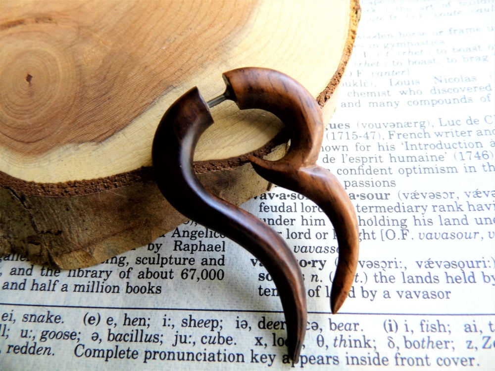 Crescent Wood Earring Faux Stretcher