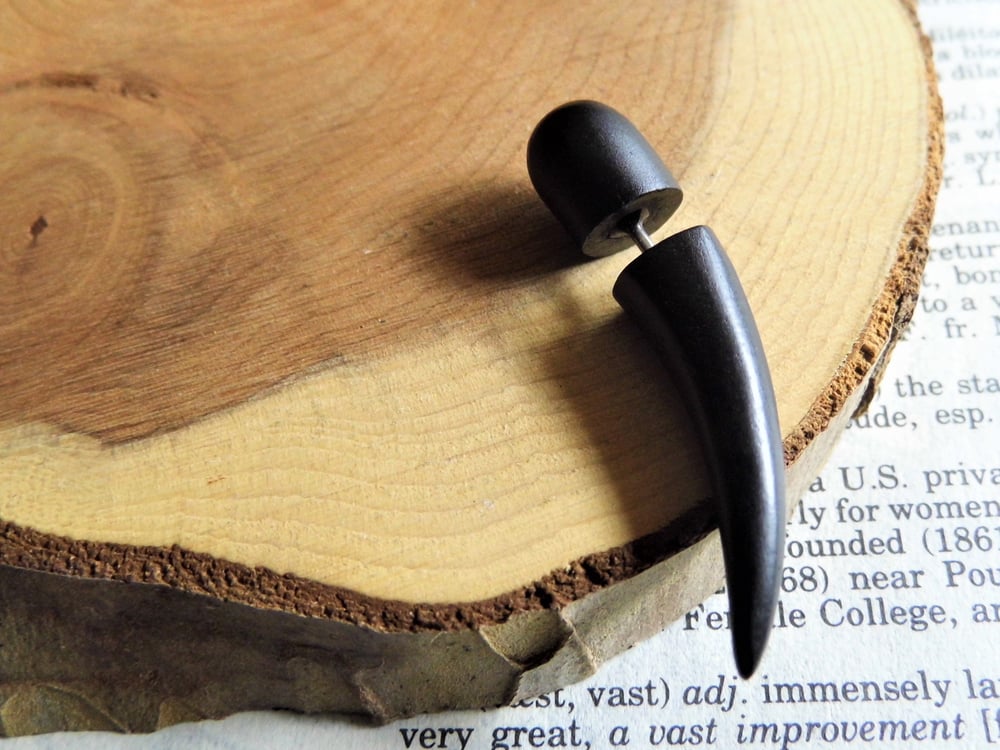 Black Taper Faux Expander Earrings