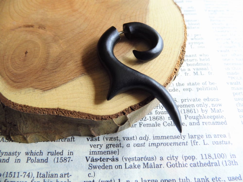 Black Wooden Earring Fish Hook Men or Women