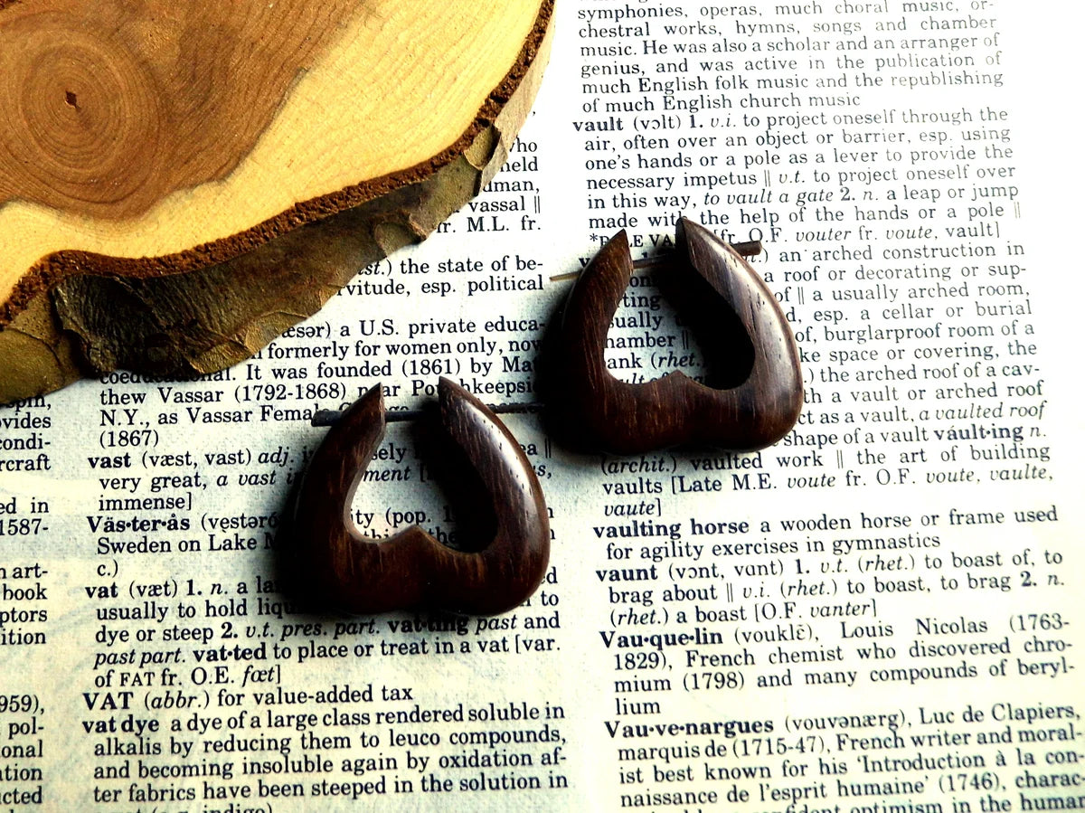 Rustic Heart Wooden Hoops Earrings