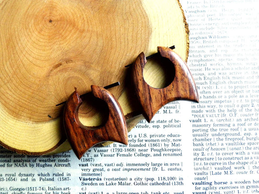 Wooden Hoop Carved Earrings