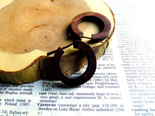 Rustic Womens Earrings Wooden Hoops