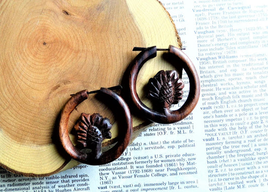 Small Festival Wood Hoops Wooden Earrings
