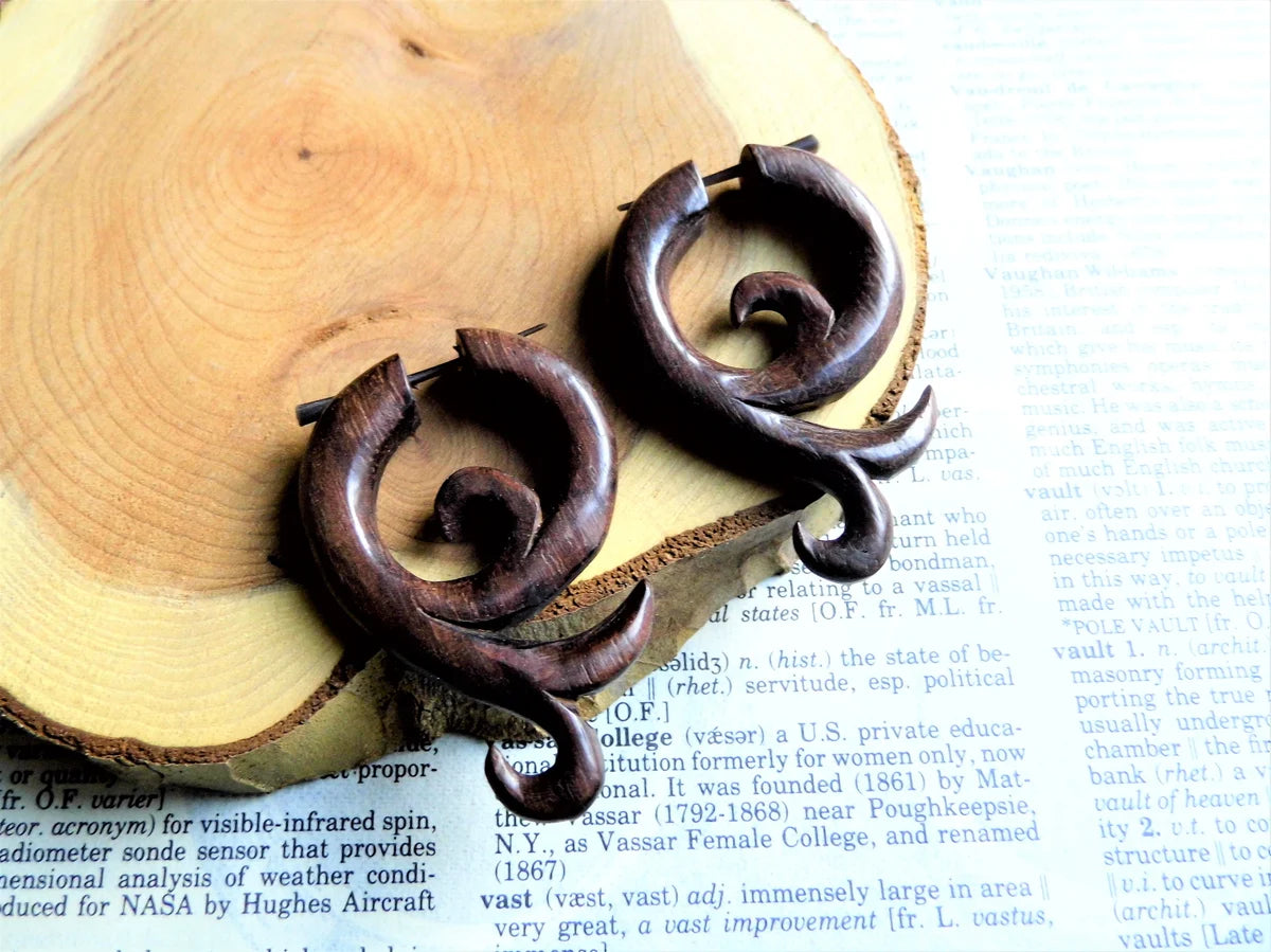 Unisex Festival Wood Hoops Wooden Earrings