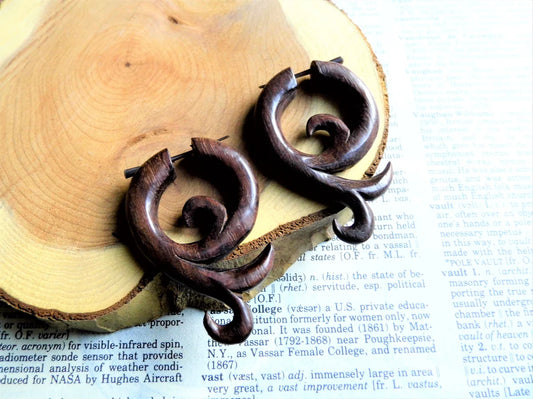 Unisex Festival Wood Hoops Wooden Earrings