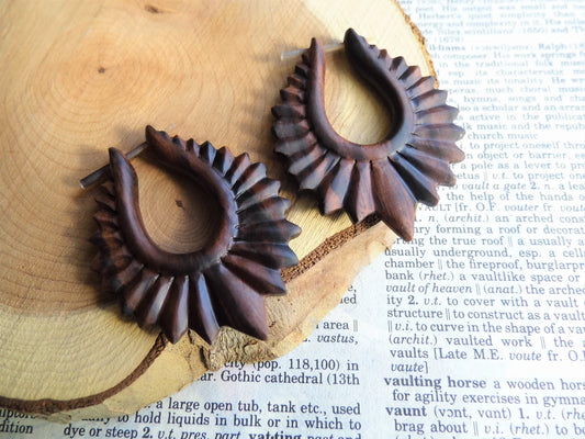 Wooden Earrings Organic Fire Hoops