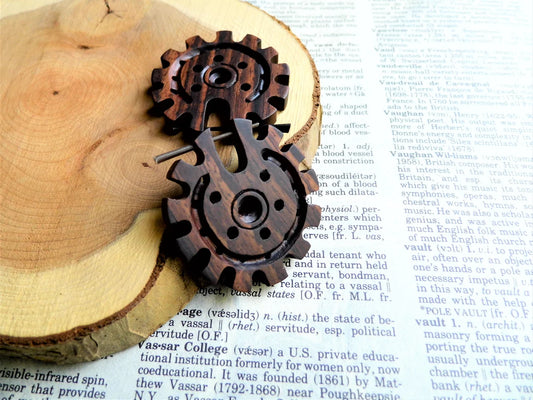 Wood Earrings Womens Mens Wheel Hoops