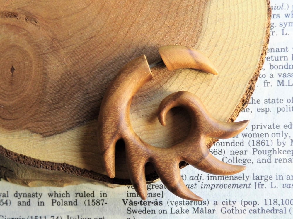 Small Light Wood Earring Fire Flare