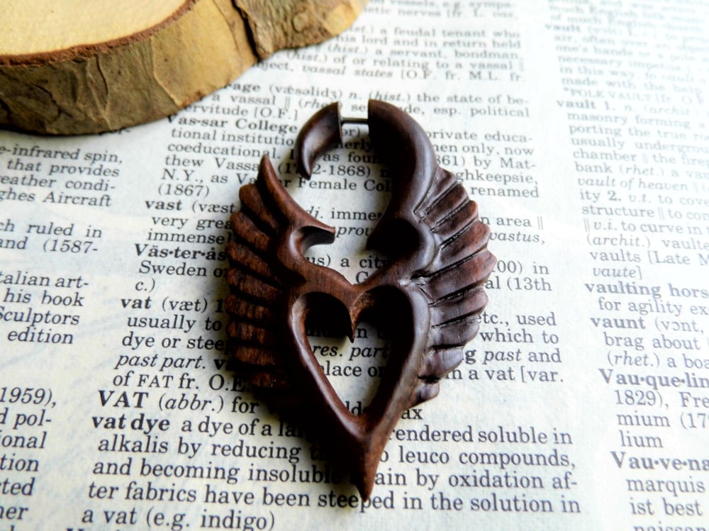 Handmade Twin Heart Wings Men Womens Earrings