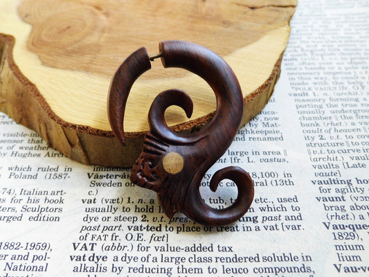Organic Wood Earring Hook Faux Gauge