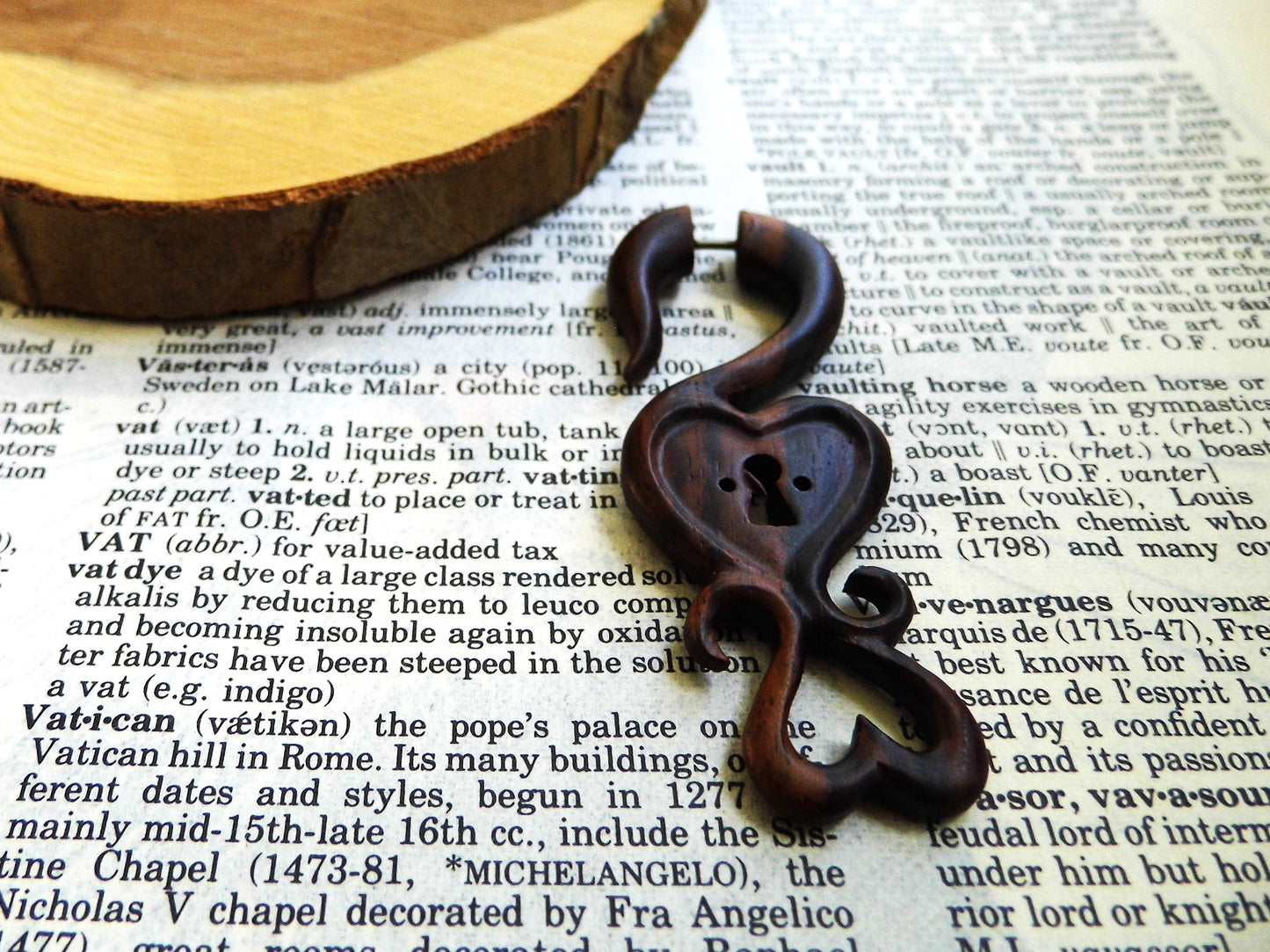 Large Organic Wood Earring Heart Love Wearable Art