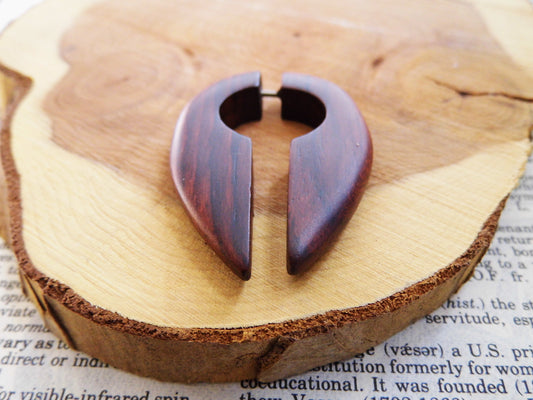 Organic Earring Unisex Hook Faux Gauge Long Crescent