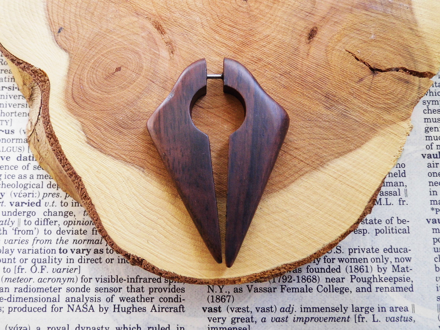 Organic Earring Unisex Hook Faux Gauge Taper Crescent