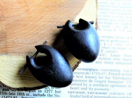 Wood Huggie Hoops Small Donut Tribal Style