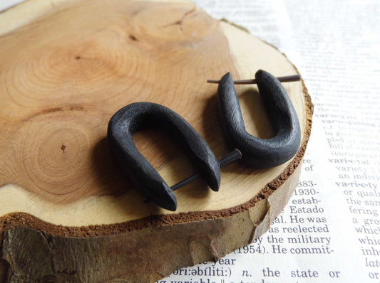 Black Wood Hoop Earrings