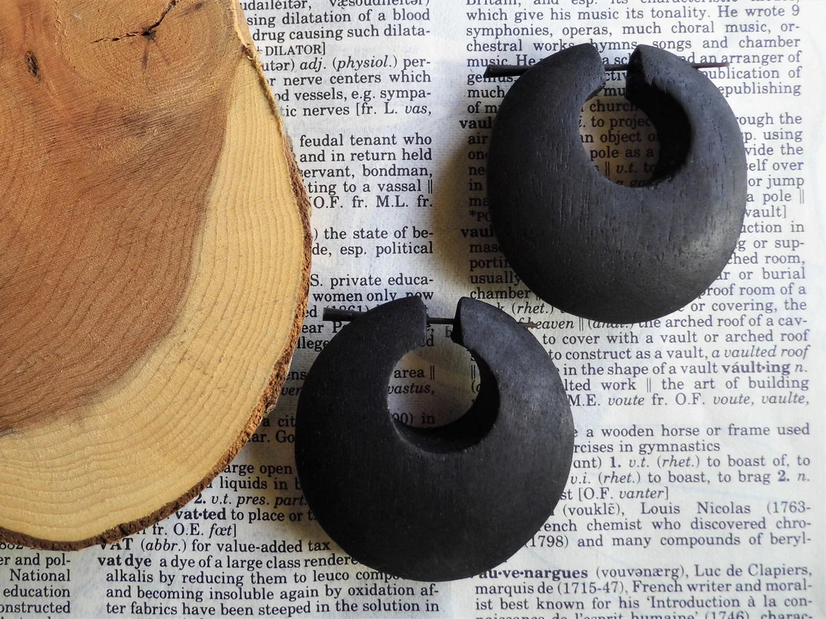 Large Black Wooden Earrings