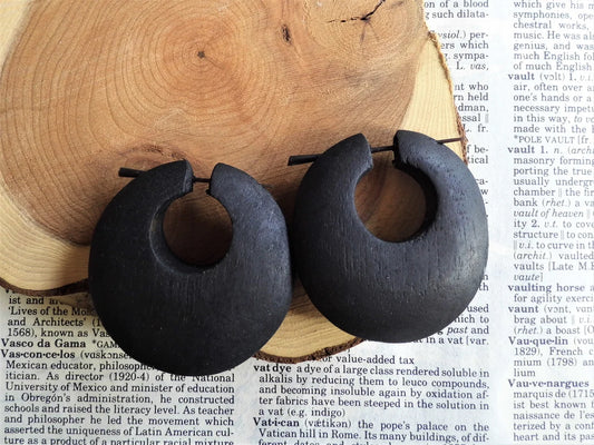 Large Black Wooden Earrings