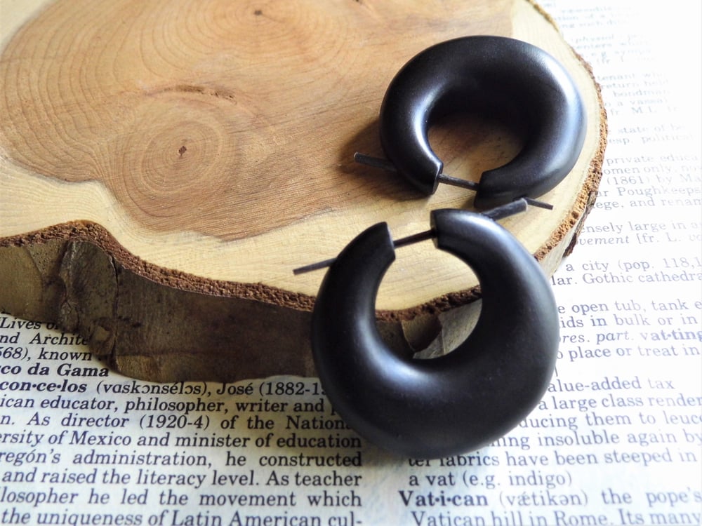 Black Wooden Hoop Earrings