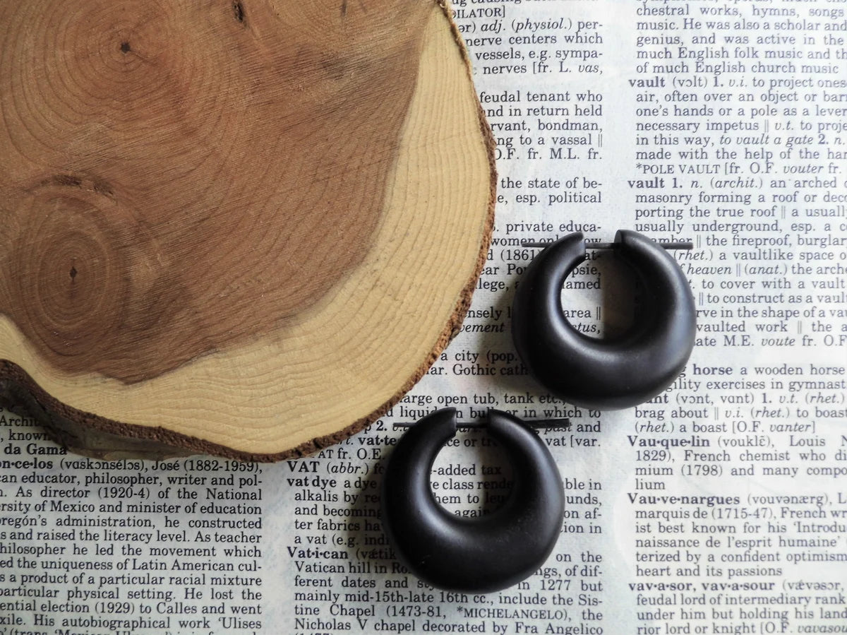 Black Wooden Hoop Earrings