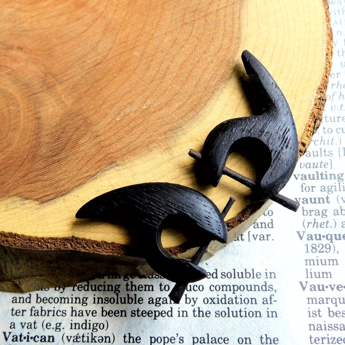 Huggie Earrings Small Black Arrowhead Unisex