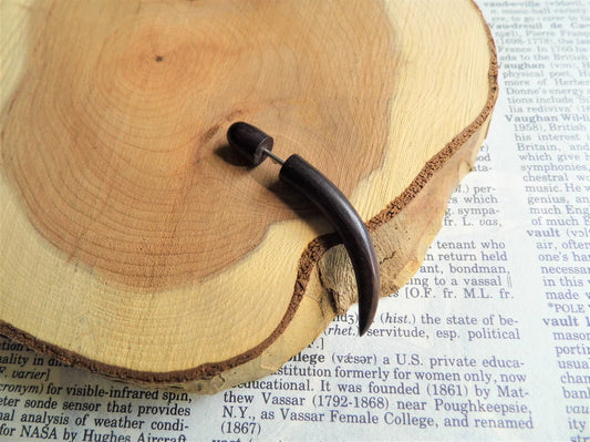 Brown Wooden Faux Gauge Plug Wood Earring