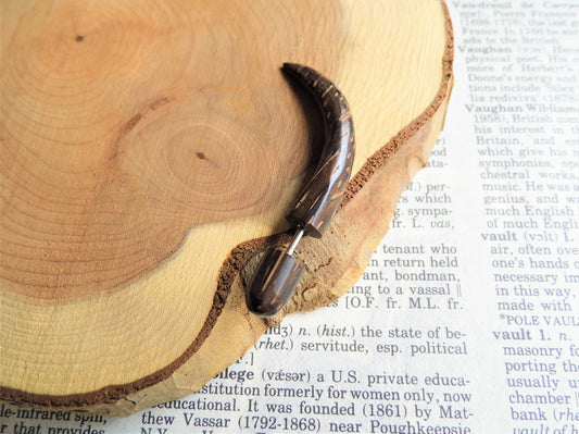 Faux Stretcher Brown Coco Wood Earring