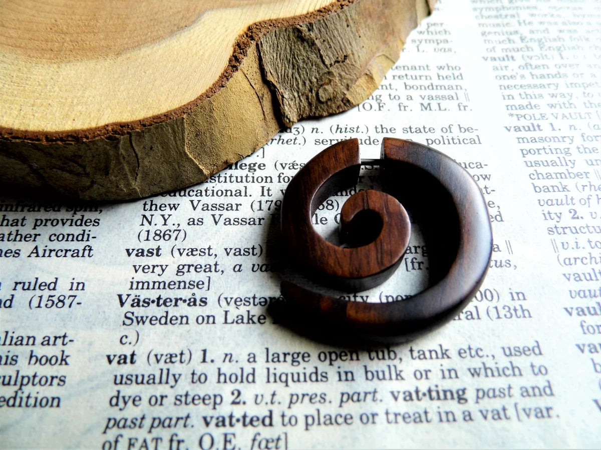 Wooden Spiral Earring Single