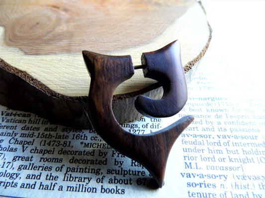 Wood Earring Faux Gauge Taper