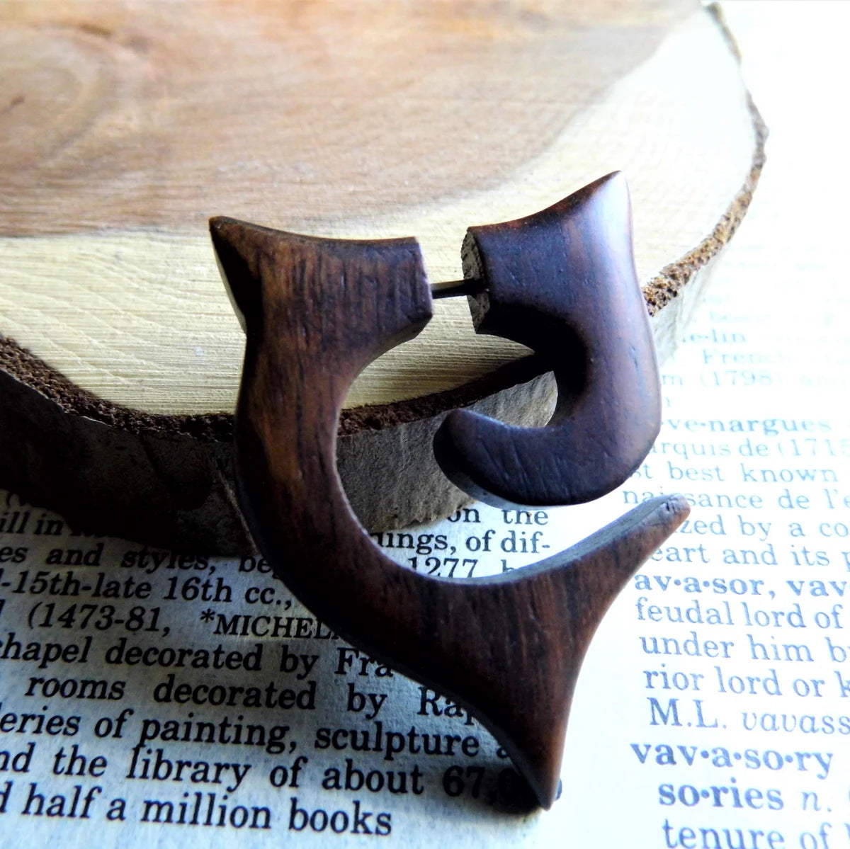 Wood Earring Faux Gauge Taper