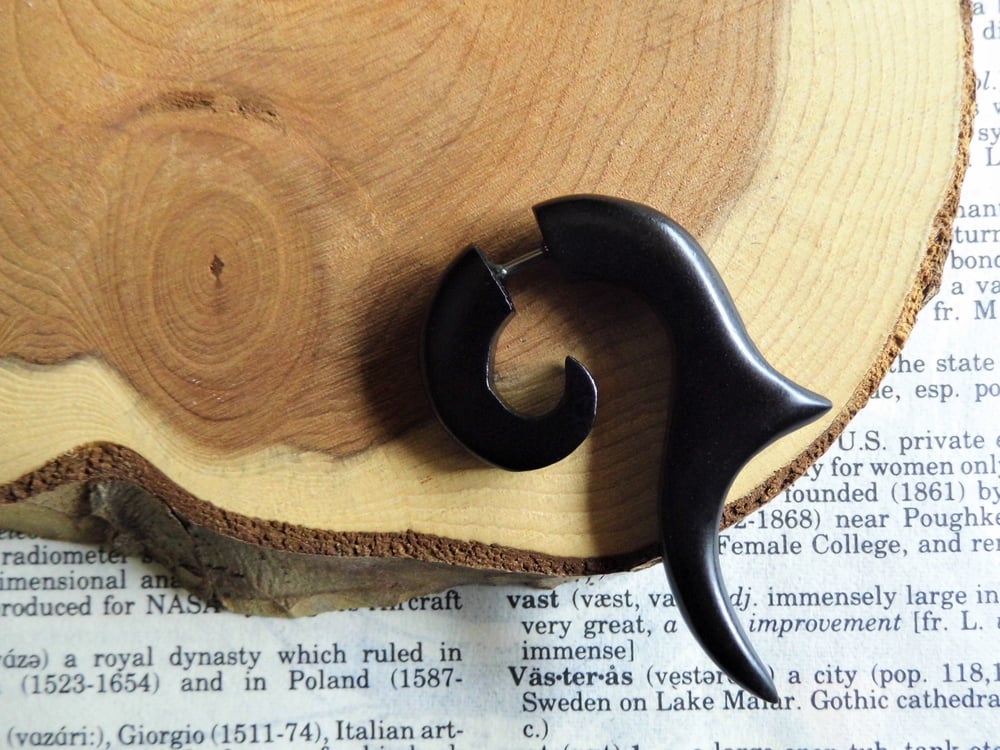 Black Wooden Fish Hook Earring Women Men