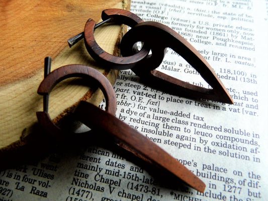 Dangle Drop Wooden Tribal Earrings