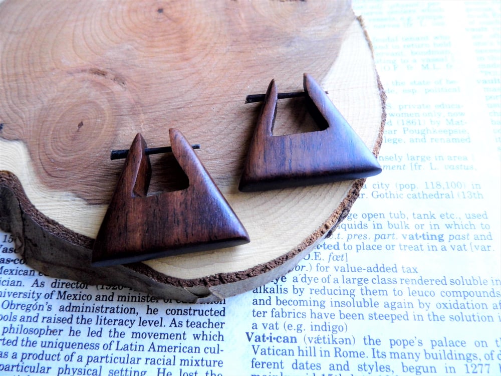 Geometric Round Square Wooden Earrings