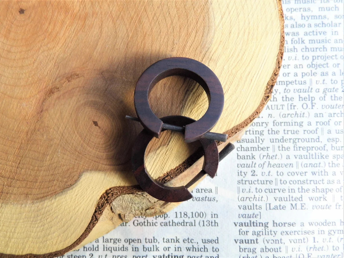 Brown Wooden Huggies Hoop Earrings Small