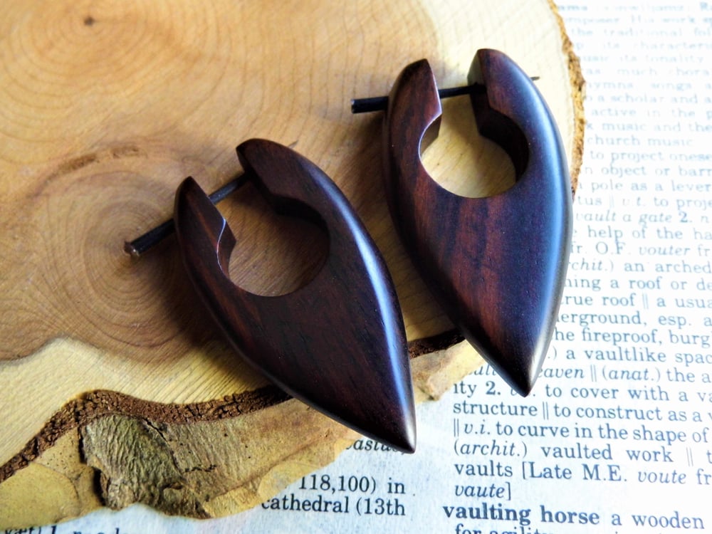Carved Wooden Earring Hoop Arrowhead Earrings Unisex