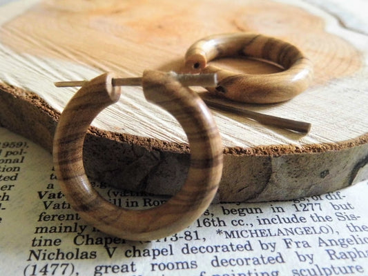 Wooden Hoops Olive Wood Earrings