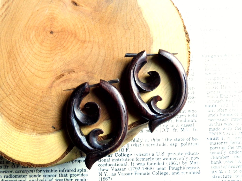 Small Festival Coco Wood Hoops Wooden Earrings