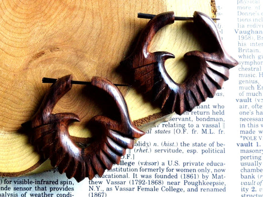 Wood Hoop Heart Earrings