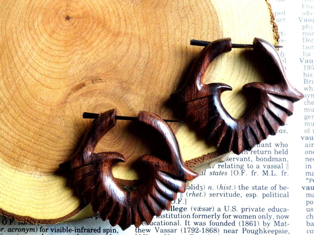 Wood Hoop Heart Earrings