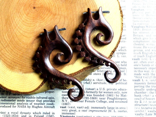 Sea Horse Unisex Wooden Earrings