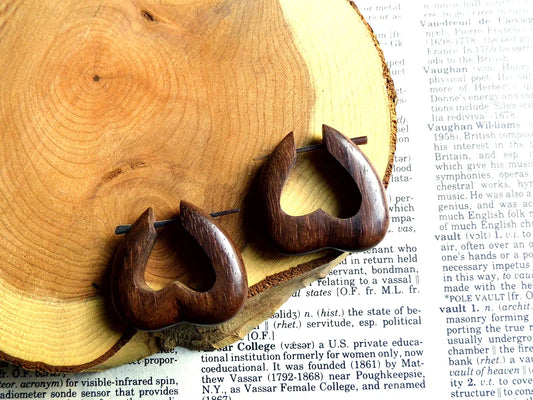 Rustic Heart Wooden Hoops Earrings