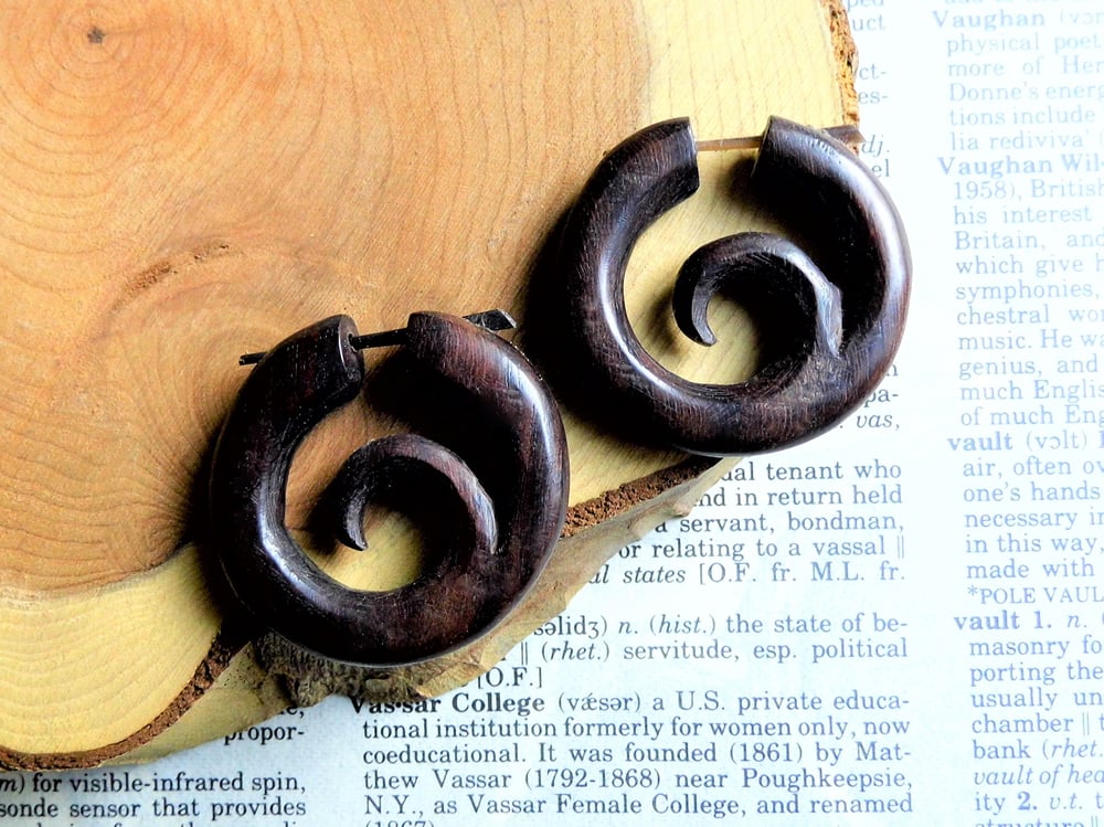 Small Festival Wood Surf Wave Hoops Wooden Earrings