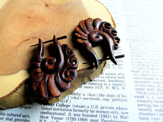 Small  Rustic Wooden Earrings Festival Wood Hoops