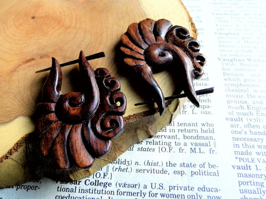 Small  Rustic Wooden Earrings Festival Wood Hoops