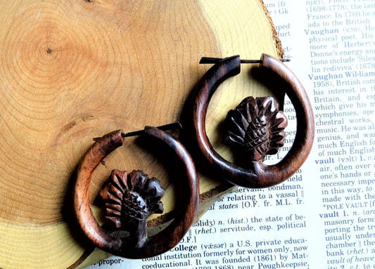 Small Festival Wood Hoops Wooden Earrings