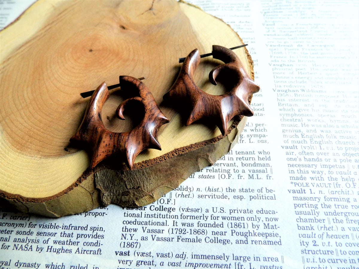 Festival Fire Wood Hoops Wooden Earrings